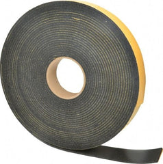 Made in USA - 5/32" Thick x 1-1/2" Wide x 50' Long Black Open Cell Natural Foam Rubber Roll - Stock Length, Adhesive Back, 24 to 30 Lb/Cu Ft Density, -20°F to 160°F - Apex Tool & Supply