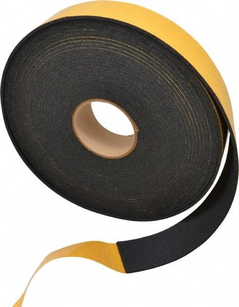 Made in USA - 5/32" Thick x 2" Wide x 50' Long Black Open Cell Natural Foam Rubber Roll - Stock Length, Adhesive Back, 24 to 30 Lb/Cu Ft Density, -20°F to 160°F - Apex Tool & Supply