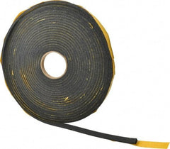 Made in USA - 1/4" Thick x 5/8" Wide x 50' Long Black Open Cell Natural Foam Rubber Roll - Stock Length, Adhesive Back, 24 to 30 Lb/Cu Ft Density, -20°F to 160°F - Apex Tool & Supply