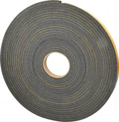 Made in USA - 1/4" Thick x 3/4" Wide x 50' Long Black Open Cell Natural Foam Rubber Roll - Stock Length, Adhesive Back, 24 to 30 Lb/Cu Ft Density, -20°F to 160°F - Apex Tool & Supply