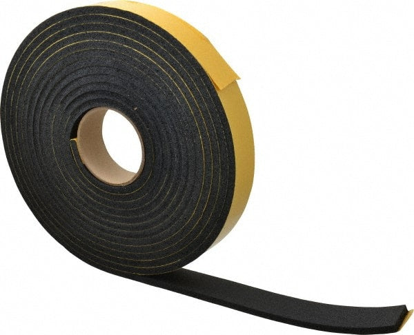 Made in USA - 25' x 1-1/2" x 5/16" Black Natural Foam Roll - Apex Tool & Supply