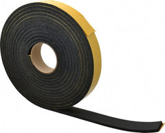 Made in USA - 25' x 1-1/2" x 5/16" Black Natural Foam Roll - Apex Tool & Supply