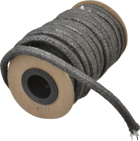 Made in USA - 1/4" x 25.6' Spool Length, Wire-Inserted Carbon Fiber Compression Packing - Apex Tool & Supply