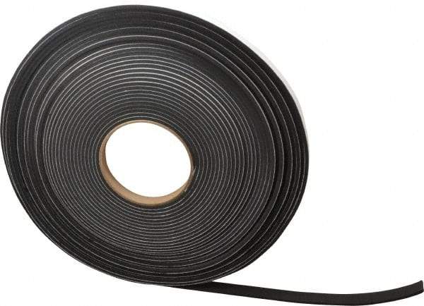 Made in USA - 1/8" Thick x 1/2" Wide x 50' Long Black Closed Cell Neoprene-Blend Spring Rubber Roll - Stock Length, Adhesive Back, 8 to 11 Lb/Cu Ft Density, -40°F to 158°F - Apex Tool & Supply