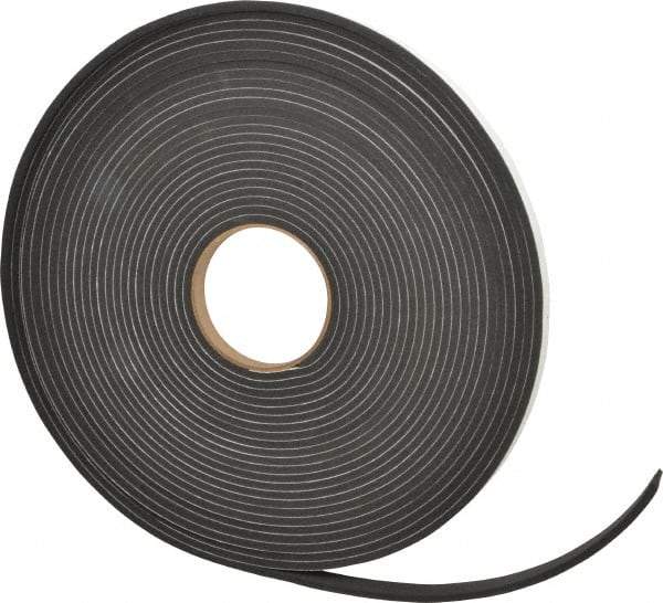 Made in USA - 3/16" Thick x 1/2" Wide x 50' Long Black Closed Cell Neoprene-Blend Spring Rubber Roll - Stock Length, Adhesive Back, 8 to 11 Lb/Cu Ft Density, -40°F to 158°F - Apex Tool & Supply