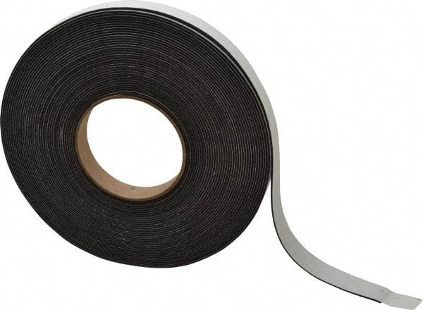 Made in USA - 1/16" Thick x 3/4" Wide x 50' Long Black Closed Cell Neoprene-Blend Spring Rubber Roll - Stock Length, Adhesive Back, 8 to 11 Lb/Cu Ft Density, -40°F to 158°F - Apex Tool & Supply