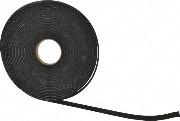 Made in USA - 3/16" Thick x 3/4" Wide x 50' Long Black Closed Cell Neoprene-Blend Spring Rubber Roll - Stock Length, Adhesive Back, 8 to 11 Lb/Cu Ft Density, -40°F to 158°F - Apex Tool & Supply