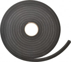 Made in USA - 1/2" Thick x 3/4" Wide x 25' Long Black Closed Cell Neoprene-Blend Spring Rubber Roll - Stock Length, Adhesive Back, 8 to 11 Lb/Cu Ft Density, -40°F to 158°F - Apex Tool & Supply
