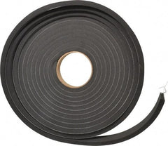 Made in USA - 3/8" Thick x 1" Wide x 25' Long Black Closed Cell Neoprene-Blend Spring Rubber Roll - Stock Length, Adhesive Back, 8 to 11 Lb/Cu Ft Density, -40°F to 158°F - Apex Tool & Supply