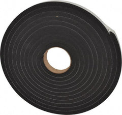 Made in USA - 1/2" Thick x 1" Wide x 25' Long Black Closed Cell Neoprene-Blend Spring Rubber Roll - Stock Length, Adhesive Back, 8 to 11 Lb/Cu Ft Density, -40°F to 158°F - Apex Tool & Supply