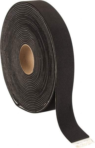 Made in USA - 3/16" Thick x 2" Wide x 50' Long Black Closed Cell Neoprene-Blend Spring Rubber Roll - Stock Length, Adhesive Back, 8 to 11 Lb/Cu Ft Density, -40°F to 158°F - Apex Tool & Supply