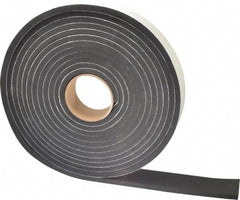 Made in USA - 3/8" Thick x 2" Wide x 25' Long Black Closed Cell Neoprene-Blend Spring Rubber Roll - Stock Length, Adhesive Back, 8 to 11 Lb/Cu Ft Density, -40°F to 158°F - Apex Tool & Supply