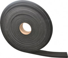 Made in USA - 1/2" Thick x 2" Wide x 25' Long Black Closed Cell Neoprene-Blend Spring Rubber Roll - Stock Length, Adhesive Back, 8 to 11 Lb/Cu Ft Density, -40°F to 158°F - Apex Tool & Supply