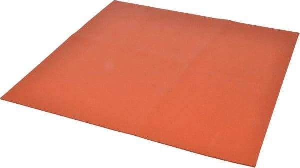 Made in USA - 12" Long, 12" Wide, Silicone Foam Rubber Foam Sheet - Orange-Red, -103 to 450°F, Plain Backing, Stock Length - Apex Tool & Supply