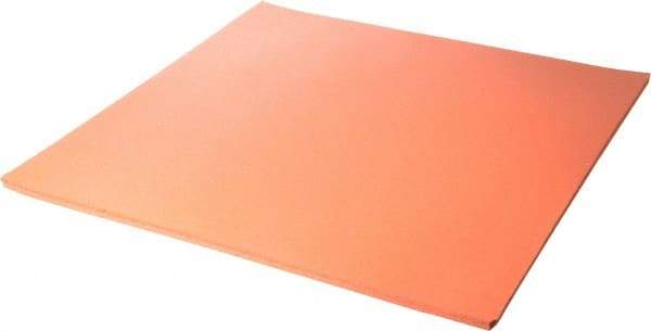 Made in USA - 12" Long, 12" Wide, Silicone Foam Rubber Foam Sheet - Orange-Red, -103 to 450°F, Plain Backing, Stock Length - Apex Tool & Supply