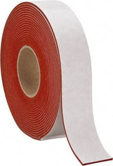 Made in USA - 1/8" Thick x 2" Wide x 30' Long Tan-Orange Closed Cell Silicone Foam Rubber Roll - Stock Length, Adhesive Back, 33 Lb/Cu Ft Density, -100°F to 500°F - Apex Tool & Supply