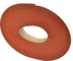 Made in USA - 3/16" Thick x 1" Wide x 20' Long Tan-Orange Closed Cell Silicone Foam Rubber Roll - Stock Length, Adhesive Back, 33 Lb/Cu Ft Density, -100°F to 500°F - Apex Tool & Supply