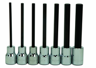 8 Piece - 1/8; 9/64; 5/32; 3/16; 7/32; 1/4; 5/16; & 3/8" - 3/8" Drive - Hex Long Bit Socket Set - Apex Tool & Supply