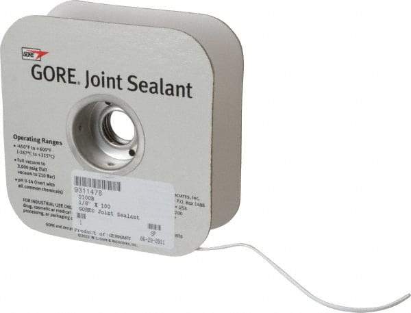 Value Collection - 100' Long x 1/8" Wide Gore Tex Joint Sealant - White, 1/8 to 1/4" Approximate Flange Form Width - Apex Tool & Supply