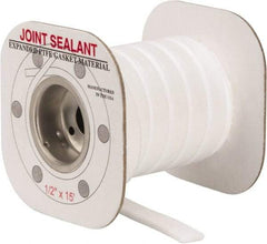 Made in USA - 15' Long x 1/2" Wide Economy PTFE Joint Sealant - White, 1-1/8 to 1-1/2" Approximate Flange Form Width - Apex Tool & Supply