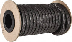 Made in USA - 1/4" x 19' Spool Length, Graphite Yarn Compression Packing - 3,500 Max psi, -450 to 6000° F, Dark Gray - Apex Tool & Supply