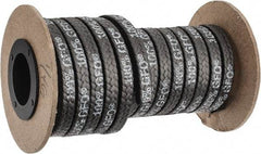Made in USA - 1/4" x 9.8' Spool Length, 100% GFO Fiber Compression Packing - 1,900 Max psi, -400 to 550° F, Dark Gray - Apex Tool & Supply