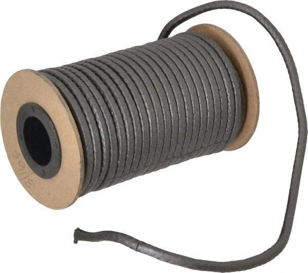 Made in USA - 3/16" x 33' Spool Length, 100% GFO Fiber Compression Packing - 1,900 Max psi, -400 to 550° F, Dark Gray - Apex Tool & Supply