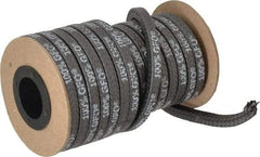 Made in USA - 1/4" x 19.7' Spool Length, 100% GFO Fiber Compression Packing - 1,900 Max psi, -400 to 550° F, Dark Gray - Apex Tool & Supply