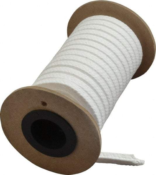 Made in USA - 1/4" x 10' Spool Length, PTFE/Hard Filament Compression Packing - 4,000 Max psi, -450 to 500° F, White - Apex Tool & Supply