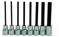 7 Piece - 4; 5; 6; 7; 8; 9; 10mm - 3/8" Drive - Hex Long Bit Metric Socket Set - Apex Tool & Supply