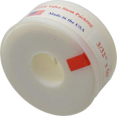 Made in USA - 3/32" x 50' Spool Length, PTFE Compression Packing - -450 to 550° F, White - Apex Tool & Supply