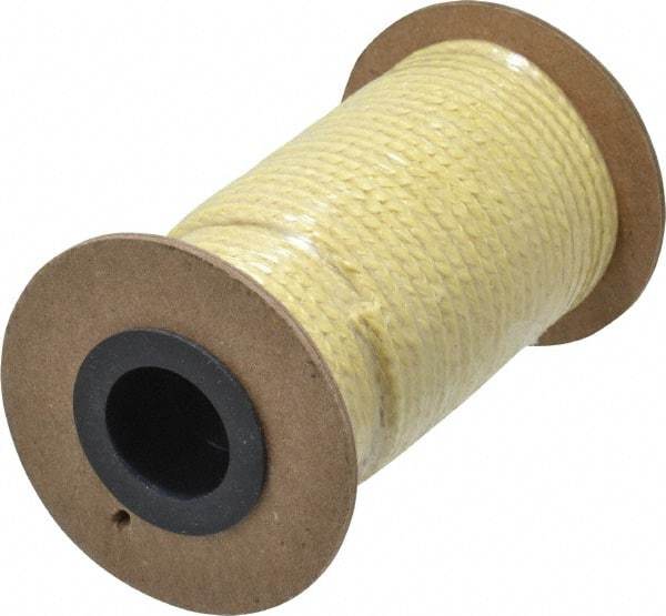 Made in USA - 1/8" x 40' Spool Length, PTFE/Aramid Composite Compression Packing - 2,500 Max psi, -50 to 550° F, Tan - Apex Tool & Supply