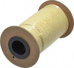 Made in USA - 1/8" x 40' Spool Length, PTFE/Aramid Composite Compression Packing - 2,500 Max psi, -50 to 550° F, Tan - Apex Tool & Supply