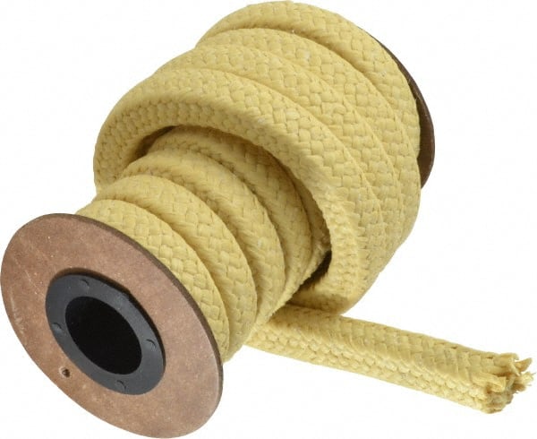 Made in USA - 1/2" x 8' Spool Length, PTFE/Aramid Composite Compression Packing - Apex Tool & Supply