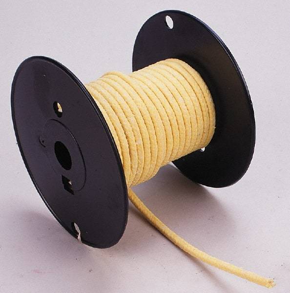 Made in USA - 1/8" x 81' Spool Length, TFE/Aramid Compression Packing - 5,000 Max psi, -100 to 500° F, Yellow - Apex Tool & Supply