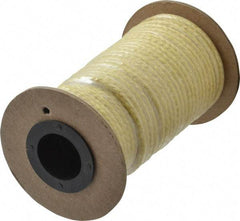 Made in USA - 1/8" x 40-1/2' Spool Length, TFE/Aramid Compression Packing - 5,000 Max psi, -100 to 500° F, Yellow - Apex Tool & Supply