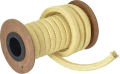 Made in USA - 5/16" x 8.2' Spool Length, TFE/Aramid Compression Packing - 5,000 Max psi, -100 to 500° F, Yellow - Apex Tool & Supply