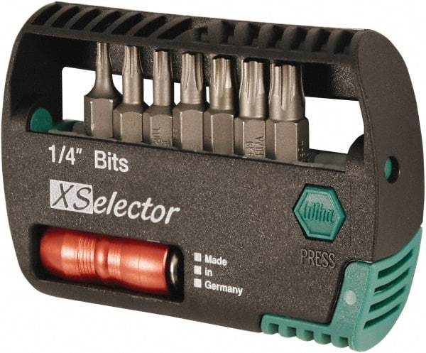 Wiha - 7 Piece, 1/4" Drive Screwdriver Tamperproof Bit Set - T8 to T30 Torx - Apex Tool & Supply