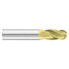9/16 Dia. x 3-1/2 Overall Length 4-Flute Ball Nose Solid Carbide SE End Mill-Round Shank-Center Cut-TiN - Apex Tool & Supply