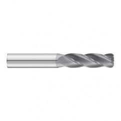 3/16 Dia. x 4 Overall Length 4-Flute .015 C/R Solid Carbide SE End Mill-Round Shank-Center Cut-TiAlN - Apex Tool & Supply