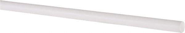 Made in USA - 4' Long, 1/4" Diam, PTFE (Virgin) Plastic Rod - White - Apex Tool & Supply