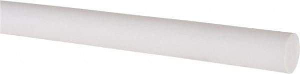 Made in USA - 4' Long, 1/2" Diam, PTFE (Virgin) Plastic Rod - White - Apex Tool & Supply