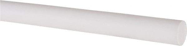Made in USA - 6' Long, 1/2" Diam, PTFE (Virgin) Plastic Rod - White - Apex Tool & Supply