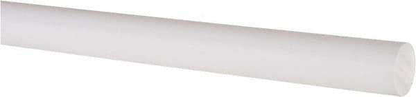 Made in USA - 3' Long, 5/8" Diam, PTFE (Virgin) Plastic Rod - White - Apex Tool & Supply