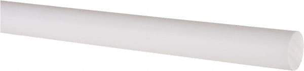 Made in USA - 4' Long, 5/8" Diam, PTFE (Virgin) Plastic Rod - White - Apex Tool & Supply