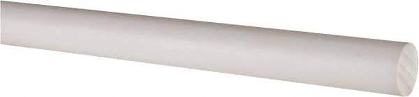 Made in USA - 6' Long, 5/8" Diam, PTFE (Virgin) Plastic Rod - White - Apex Tool & Supply