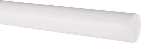 Made in USA - 2' Long, 1" Diam, PTFE (Virgin) Plastic Rod - White - Apex Tool & Supply