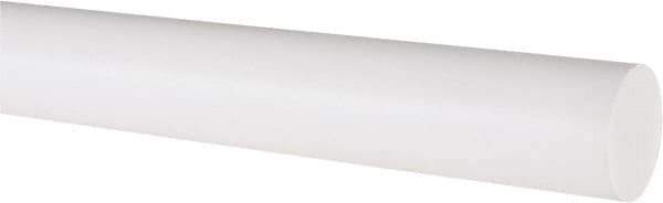 Made in USA - 6' Long, 1" Diam, PTFE (Virgin) Plastic Rod - White - Apex Tool & Supply