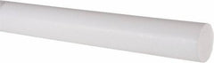 Made in USA - 2' Long, 1-1/4" Diam, PTFE (Virgin) Plastic Rod - White - Apex Tool & Supply
