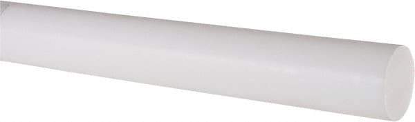 Made in USA - 4' Long, 1-1/4" Diam, PTFE (Virgin) Plastic Rod - White - Apex Tool & Supply